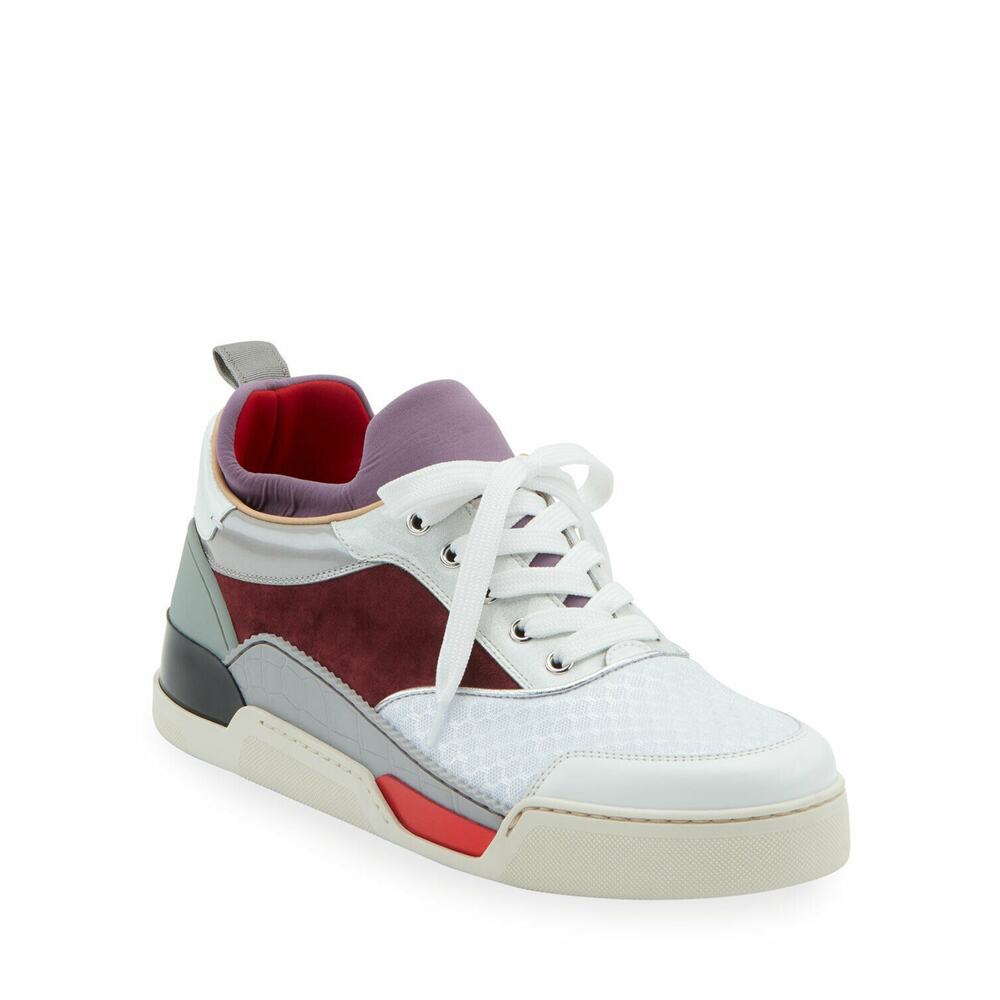 LOUBOUTIN AURELIEN MULTICOLOR MESH PATENT GLITTER LEATHER HI TOP SNEAKERS 42 9 - Picture 2 of 12